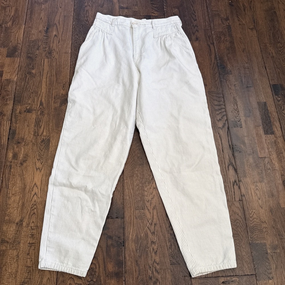 Vintage Stan Ray Women's Beige White Striped Pants 29x30 USA Made Riverside Tool
